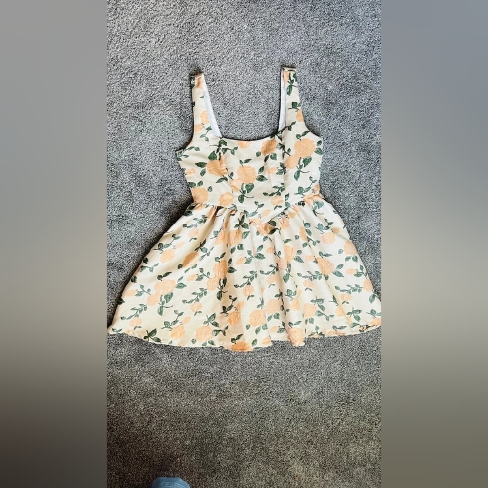 Peach Floral Sleeveless Fit-and-Flare Dress